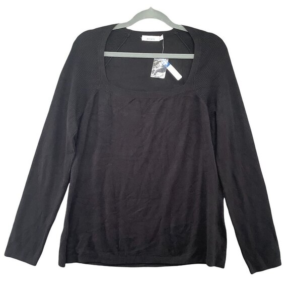 NWT Ricki's Sweater Womens XL Black Square Neck Ribbed Sleeve Basic Layering - Picture 1 of 10